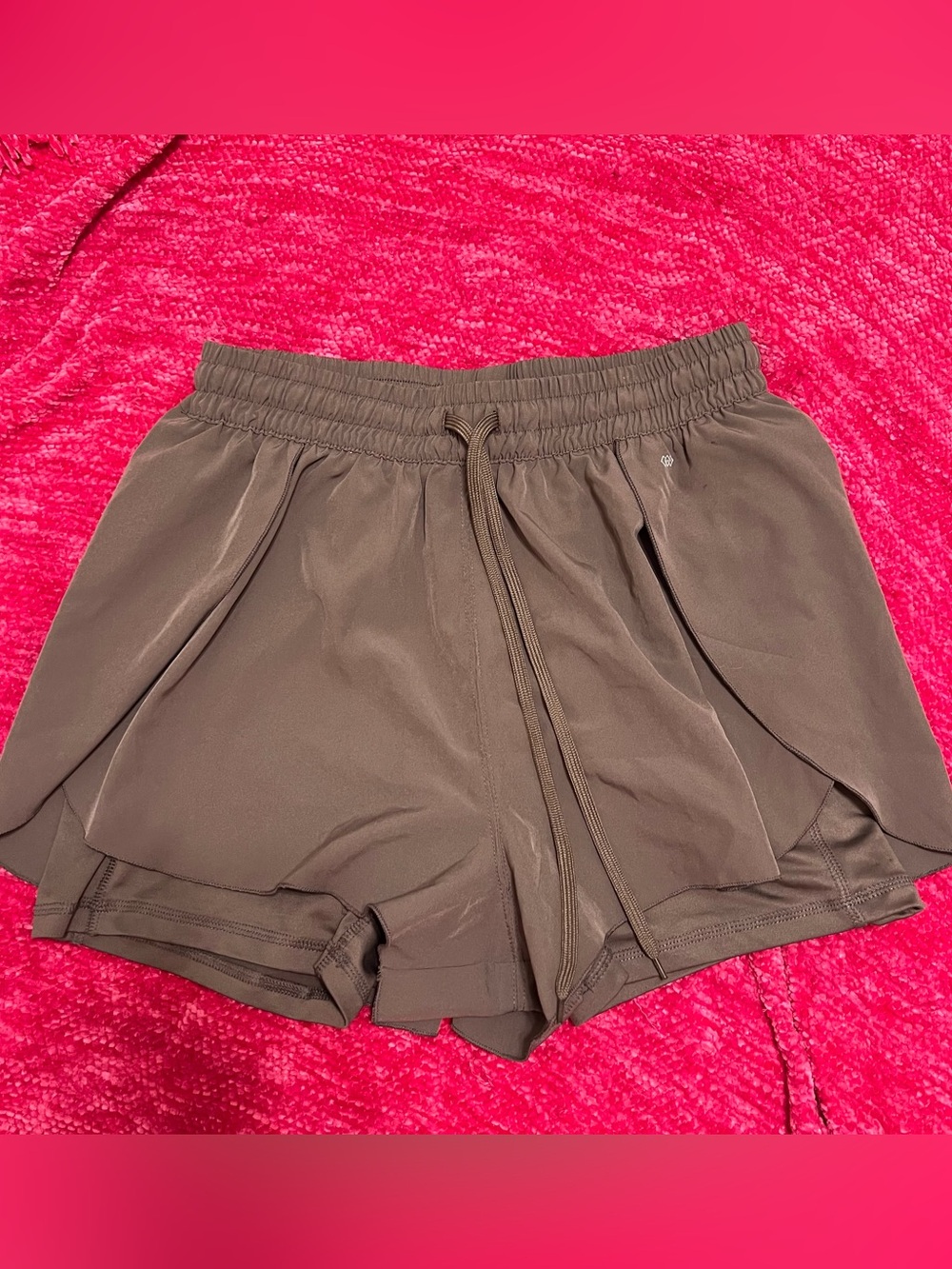 Leg3Nd Brown Athletic Layered Drawstring Shorts, size M